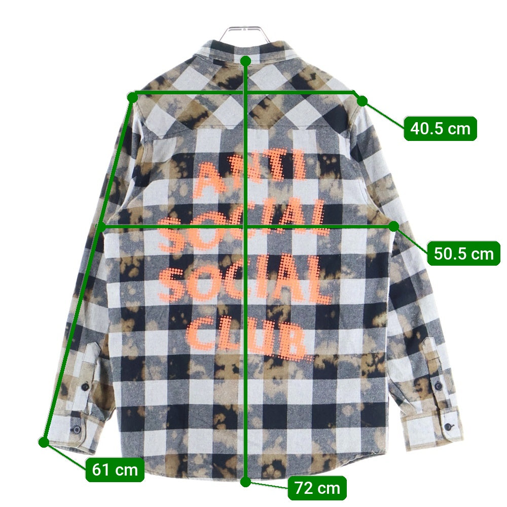Palace Skateboards(パレススケートボーズ) 23AW ALONE FLANNEL SHIRT バックロゴ タイダイ フランネル 長袖チェックシャツ グレー/ブラウン