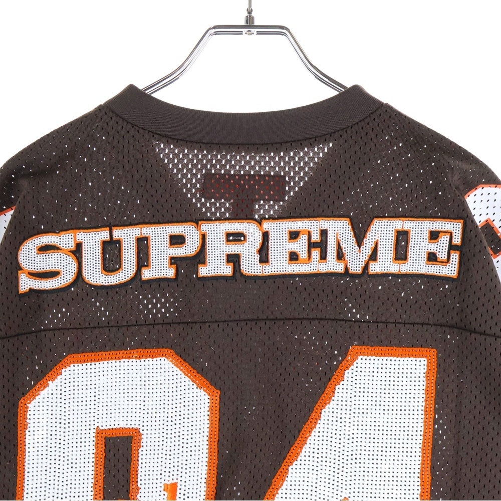 SUPREME(シュプリーム) 25AW Sequin Football Jersey スパンコール フットボールジャージ Vネック半袖Tシャツ カットソー ブラウン