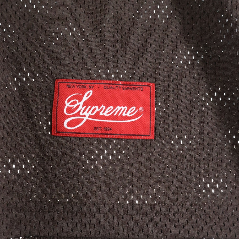 SUPREME(シュプリーム) 25AW Sequin Football Jersey スパンコール フットボールジャージ Vネック半袖Tシャツ カットソー ブラウン