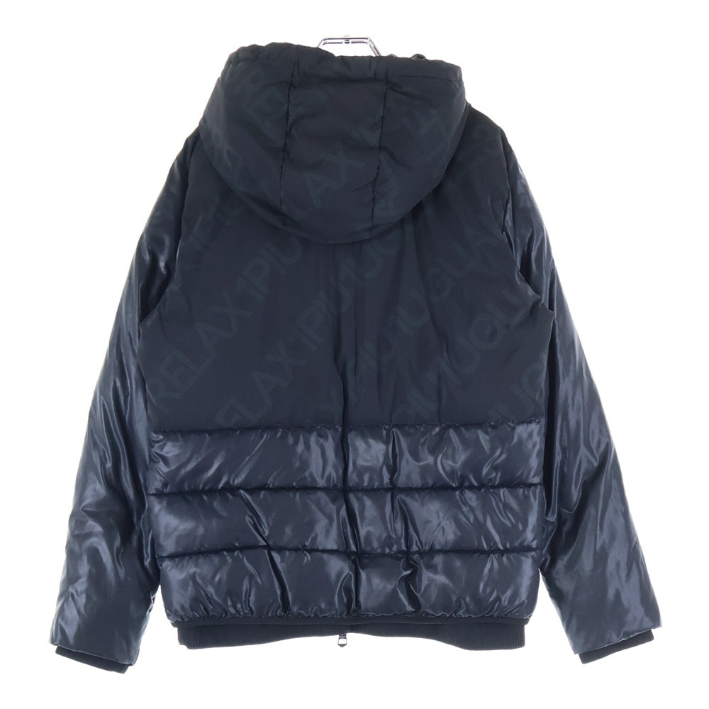 1 PIU 1 UGUALE 3 RELAX(ウノピゥウノウグァーレトレ) ロゴプリント ジップアップ 中綿ダウンジャケット ブラック