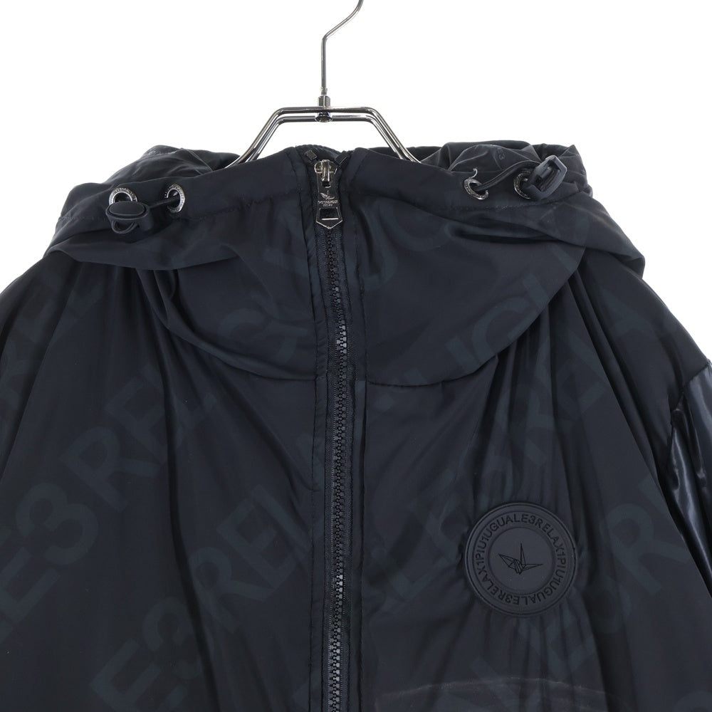 1 PIU 1 UGUALE 3 RELAX(ウノピゥウノウグァーレトレ) ロゴプリント ジップアップ 中綿ダウンジャケット ブラック