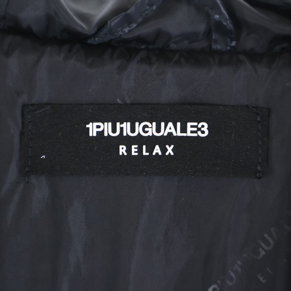 1 PIU 1 UGUALE 3 RELAX(ウノピゥウノウグァーレトレ) ロゴプリント ジップアップ 中綿ダウンジャケット ブラック