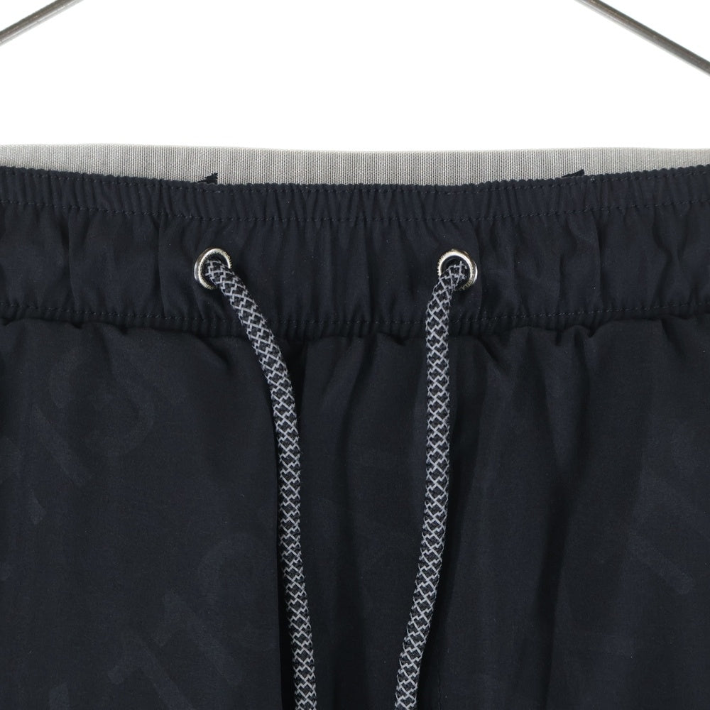 1 PIU 1 UGUALE 3 RELAX(ウノピゥウノウグァーレトレ) RUNNIG DIAGONAL LOGO PANTS ランニング ダイアゴナルロゴ ナイロン ジョガーパンツ ブラック USB-23014