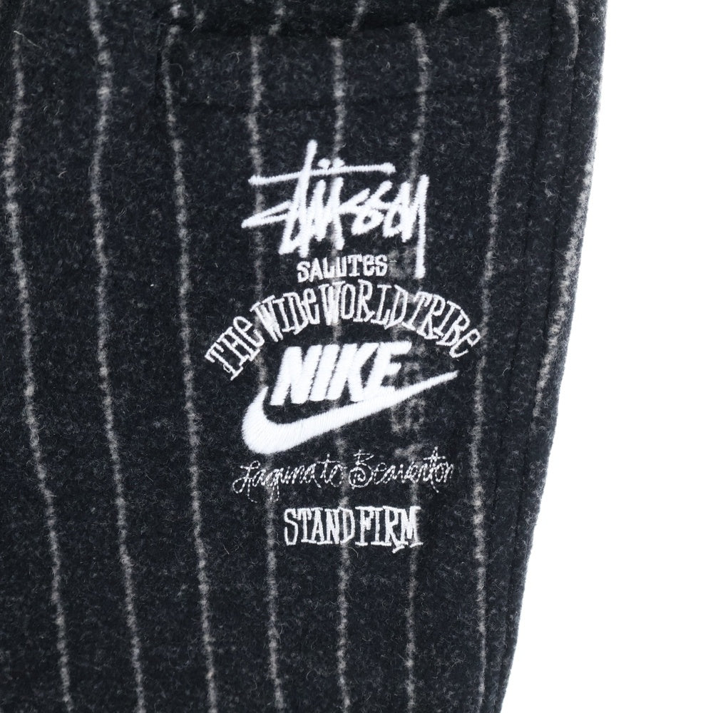 NIKE(ナイキ) 23SS ×STUSSY STRIPE WOOL PANTS ステューシー ストライプ ウール ロングパンツ ブラック DR4021-010