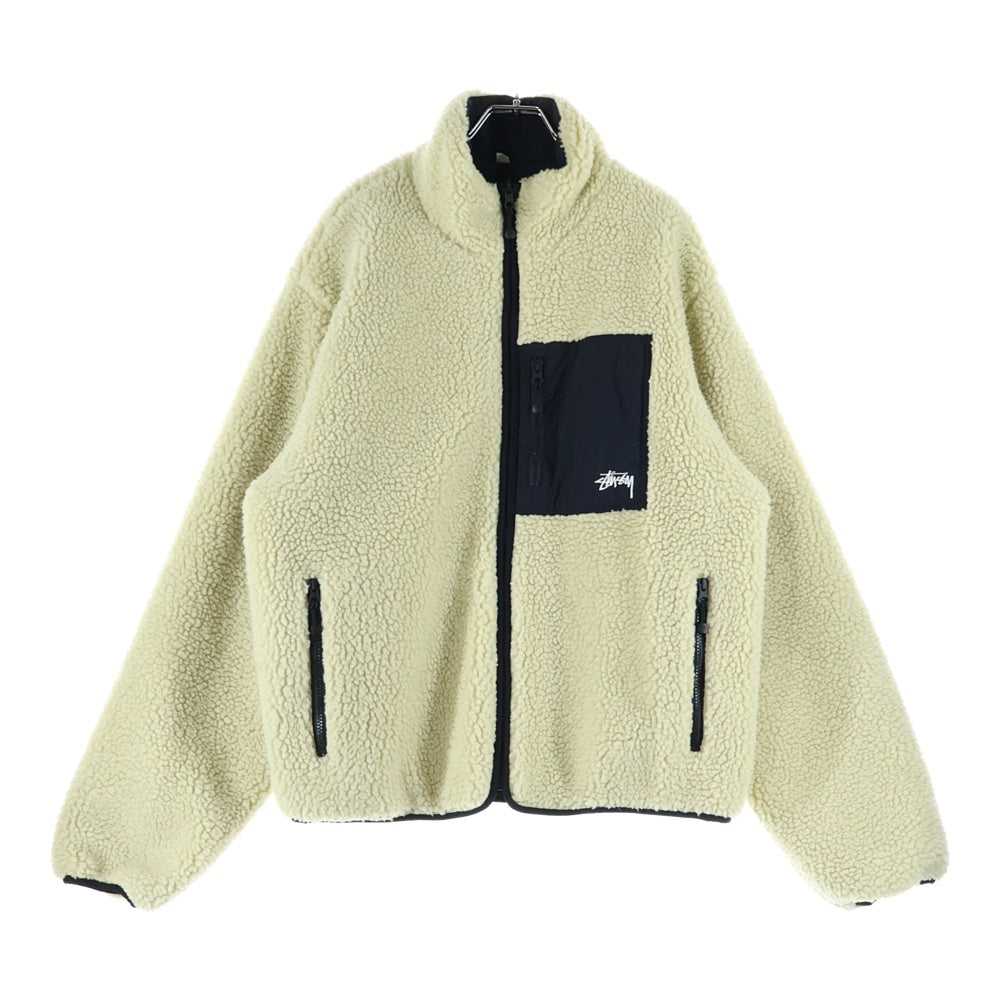 STUSSY(ステューシー) 8 BALL SHERPA JACKET 8 ボール シェルパ リバーシブル フリース ジャケット ホワイト/ブラック
