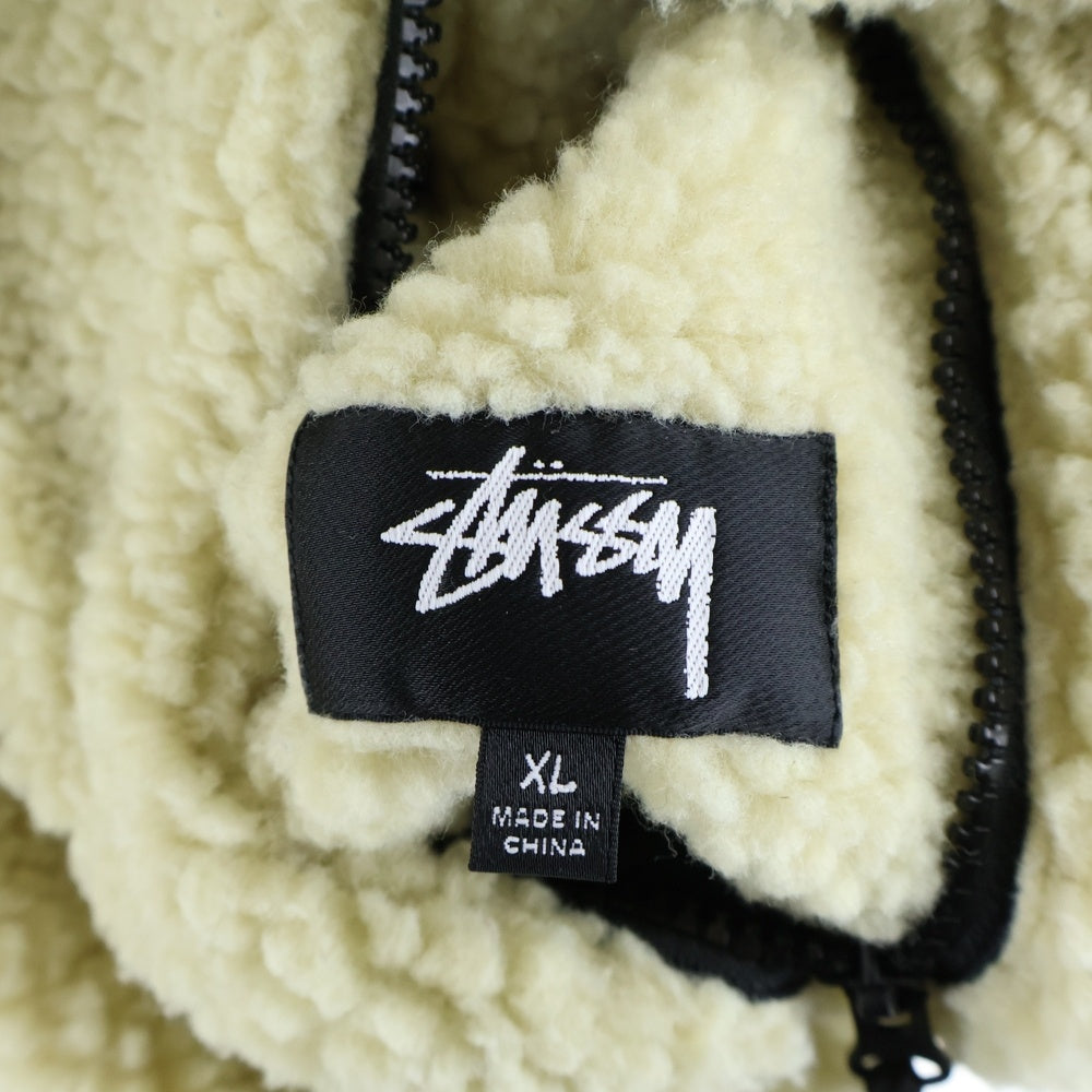 STUSSY(ステューシー) 8 BALL SHERPA JACKET 8 ボール シェルパ リバーシブル フリース ジャケット ホワイト/ブラック