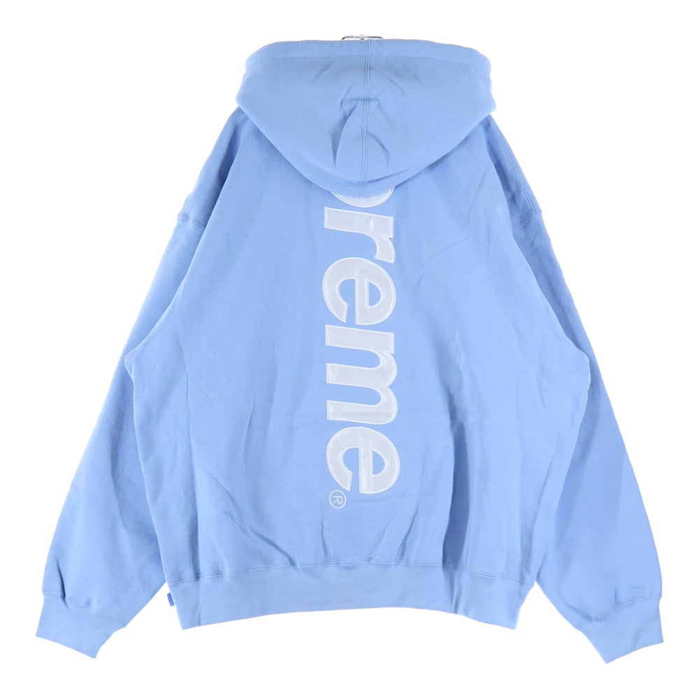 SUPREME(シュプリーム) 24AW Satin Applique Hooded Sweatshirt サテン アップリケ バックロゴ スウェットプルオーバーパーカー ライトブルー