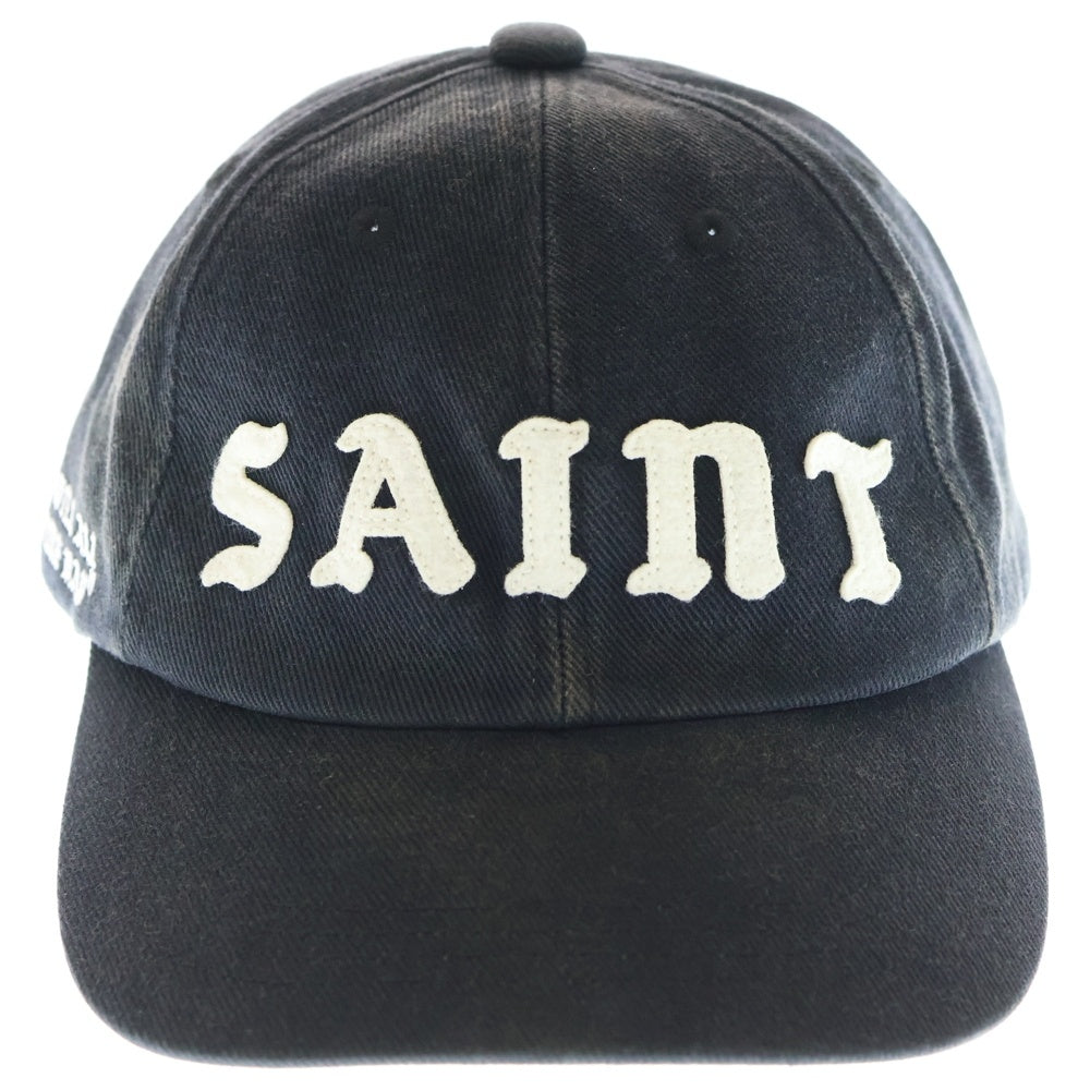 SAINT MICHAEL(セントマイケル) 25SS 6PANEL CAP ロゴエンブロイダリー 6パネルキャップ 帽子 ブラック SM-HR8-0000-079