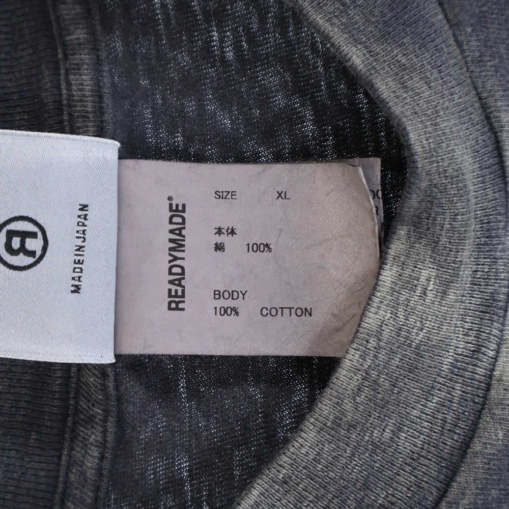 SAINT MICHAEL(セントマイケル) 24SS ×READY MADE S/S POCKET T-SHIRT レディメイド ポケットロゴ クルーネック半袖Tシャツ カットソー チャコールグレー RE-CO-BK-00-00-278