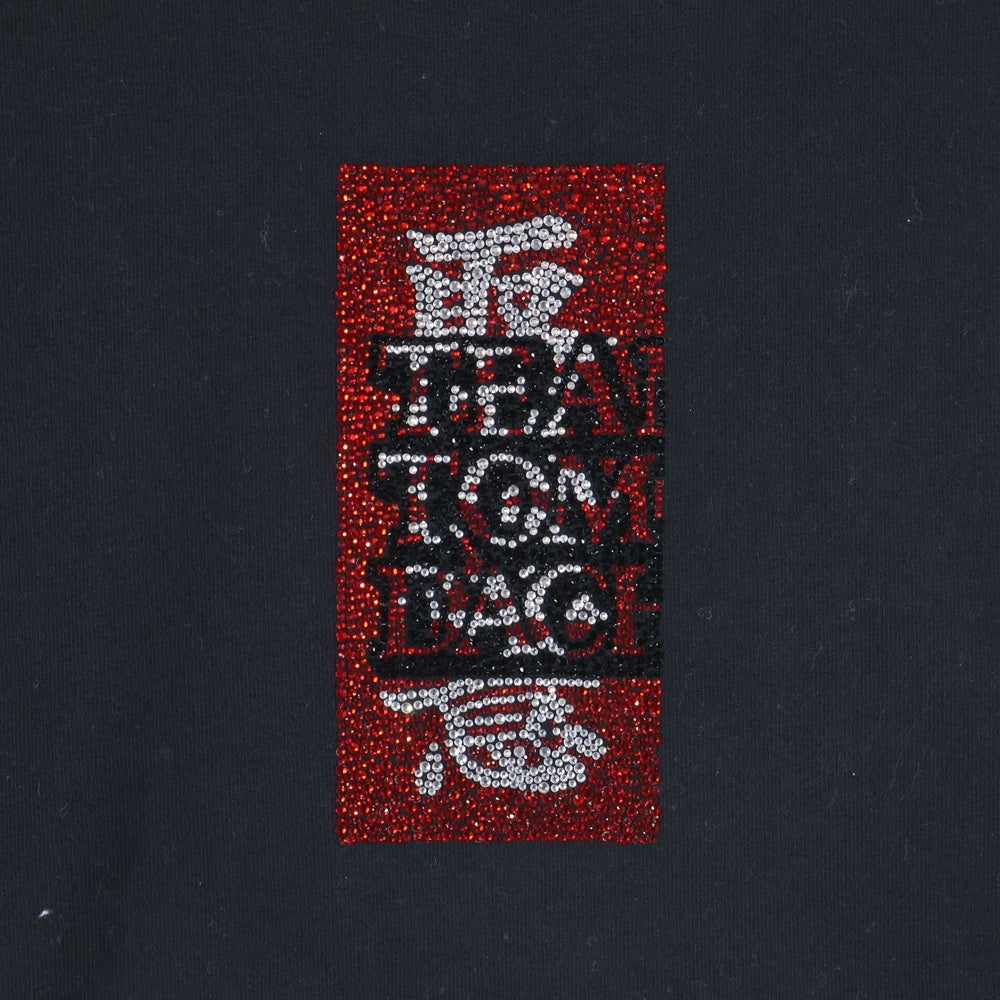 THE BLACK EYE PATCH(ブラックアイパッチ) ラインストーン ロゴ クルーネック半袖Tシャツ カットソー ブラック 201MT-4683