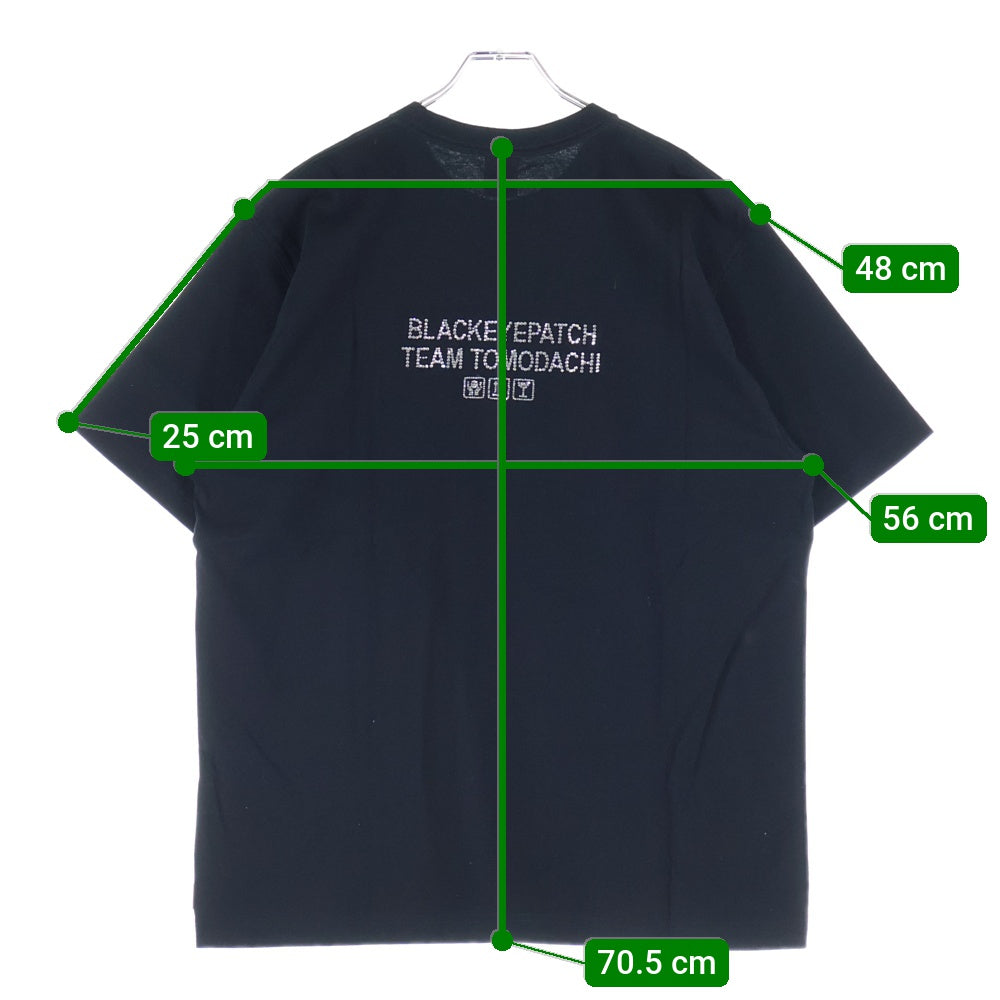 THE BLACK EYE PATCH(ブラックアイパッチ) ラインストーン ロゴ クルーネック半袖Tシャツ カットソー ブラック 201MT-4683