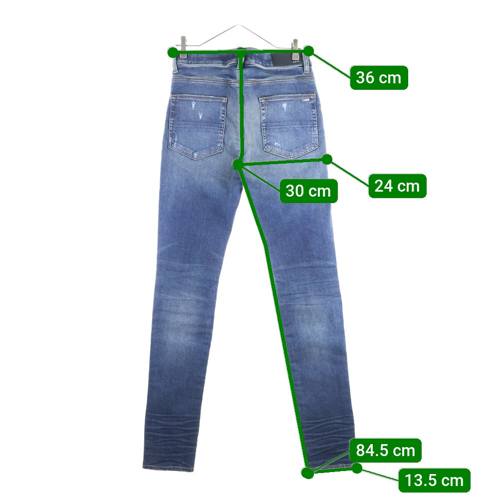 AMIRI(アミリ) クラッシュ加工 スキニー デニムパンツ インディゴ