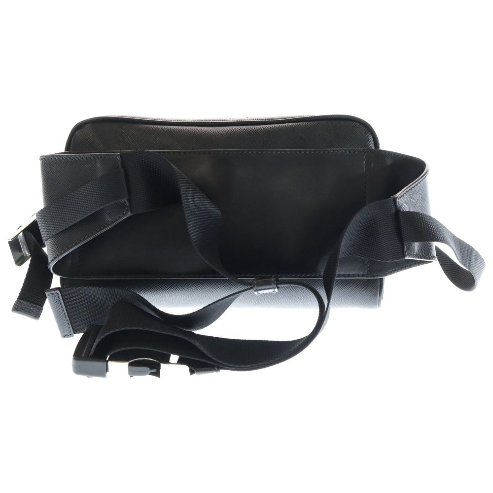 PRADA(プラダ) サフィアーノ トライアングル ベルトバッグ ボディバッグ ウエストバッグ ショルダーバッグ シルバー/ブラック 2VL012