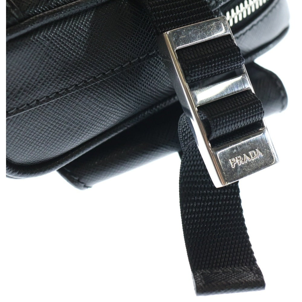 PRADA(プラダ) サフィアーノ トライアングル ベルトバッグ ボディバッグ ウエストバッグ ショルダーバッグ シルバー/ブラック 2VL012