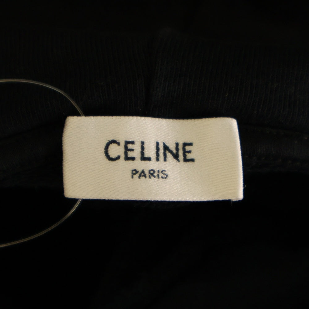 CELINE(セリーヌ) ロゴ ドローコード ルーズフィット スウェットプルオーバーパーカー ブラック 2Y468670Q レディース