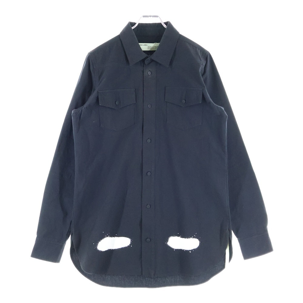 OFF-WHITE(オフホワイト) 17SS DIAGONAL SPRAY SHIRT ダイアゴナル スプレーロゴ 長袖シャツ ブラック