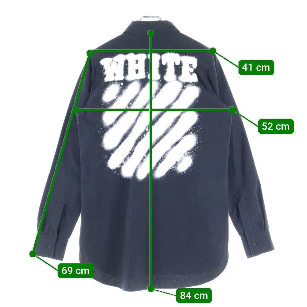 OFF-WHITE(オフホワイト) 17SS DIAGONAL SPRAY SHIRT ダイアゴナル スプレーロゴ 長袖シャツ ブラック