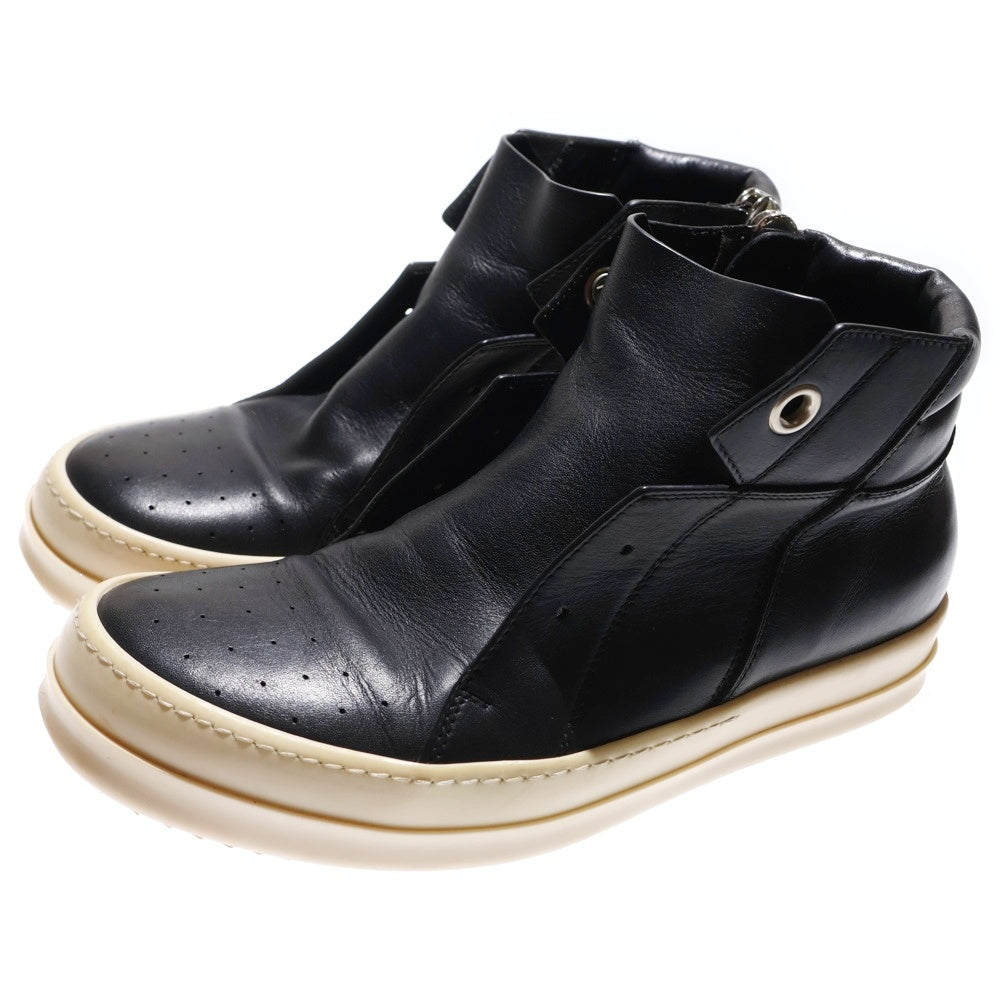Rick Owens(リックオウエンス) ISLAND DUNK アイランドダンク サイドジップ レザー ハイカットスニーカー ブラック/ホワイト