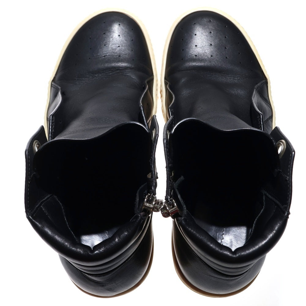 Rick Owens(リックオウエンス) ISLAND DUNK アイランドダンク サイドジップ レザー ハイカットスニーカー ブラック/ホワイト