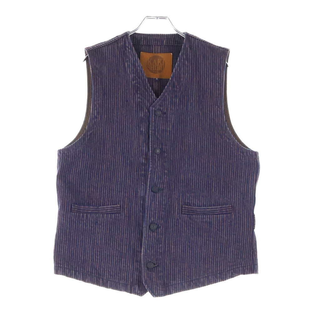 STUDIO D'ARTISAN(ステュディオダルチザン) KAKISHIBU DENIM HICKORY VEST カキシブ デニム ヒッコリー ストライプ ジレベスト ブラウン D4523