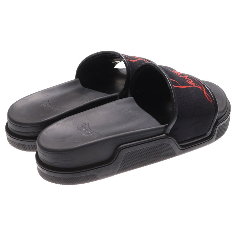 CHRISTIAN LOUBOUTIN(クリスチャンルブタン) ロゴ ラバー フラット シャワーサンダル ブラック