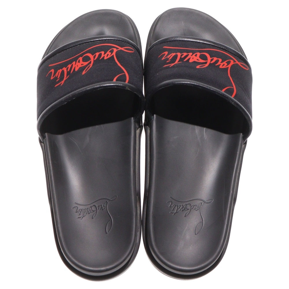 CHRISTIAN LOUBOUTIN(クリスチャンルブタン) ロゴ ラバー フラット シャワーサンダル ブラック