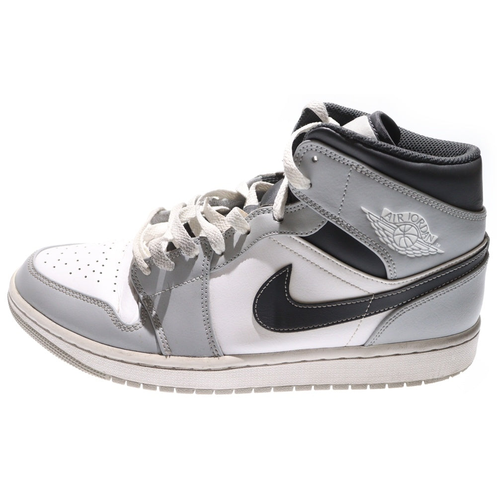 NIKE(ナイキ) AIR JORDAN 1 MID エアジョーダン 1 ミッドカットスニーカー ホワイト/グレー US10.5/28.5cm 554724-078