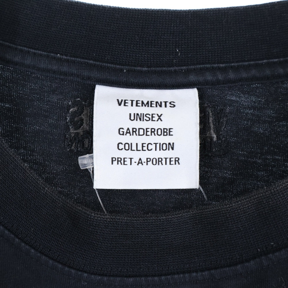 VETEMENTS(ヴェトモン) 22AW DOUBLE ANARCHY LOGO T-SHIRT ダブル アナーキー ロゴプリント クルーネック 半袖Tシャツ カットソー ブラック UE52TR290B