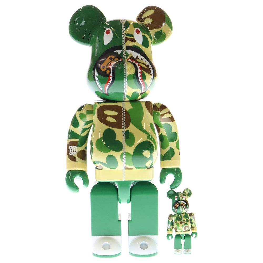 MEDICOM TOY(メディコムトイ) ×A BATHING APE BABY MILO CAMO SHRAK BE@RBRICK アベイシングエイプ ベイビーマイロ カモシャーク ベアブリック カモ フィギュア 人形 グリーン 400%&100%
