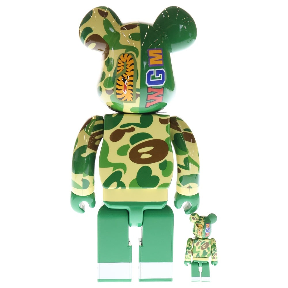 MEDICOM TOY(メディコムトイ) ×A BATHING APE BABY MILO CAMO SHRAK BE@RBRICK アベイシングエイプ ベイビーマイロ カモシャーク ベアブリック カモ フィギュア 人形 グリーン 400%&100%