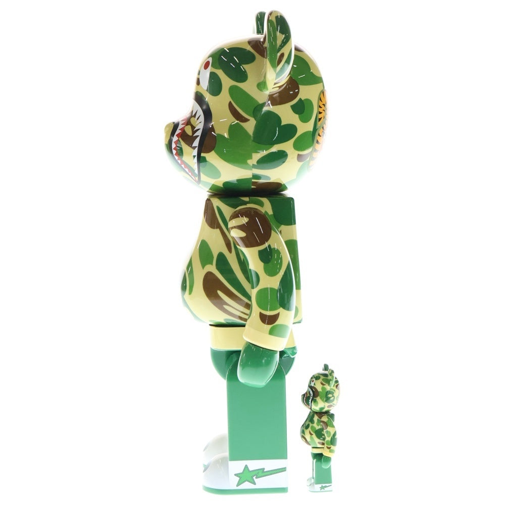 MEDICOM TOY(メディコムトイ) ×A BATHING APE BABY MILO CAMO SHRAK BE@RBRICK アベイシングエイプ ベイビーマイロ カモシャーク ベアブリック カモ フィギュア 人形 グリーン 400%&100%