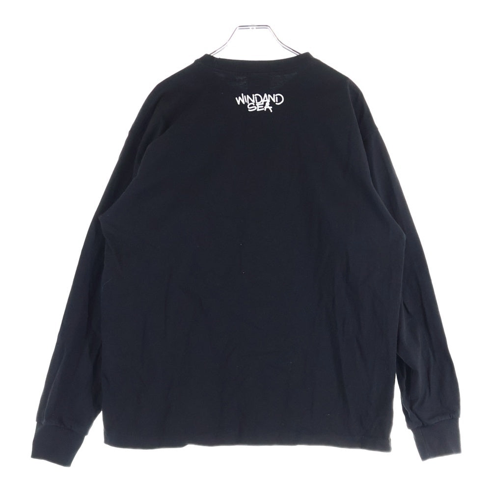 WIND AND SEA(ウィンダンシー) フロントプリント クルーネック長袖Tシャツ カットソー ブラック WDS-C-BTB-24-Q4-01