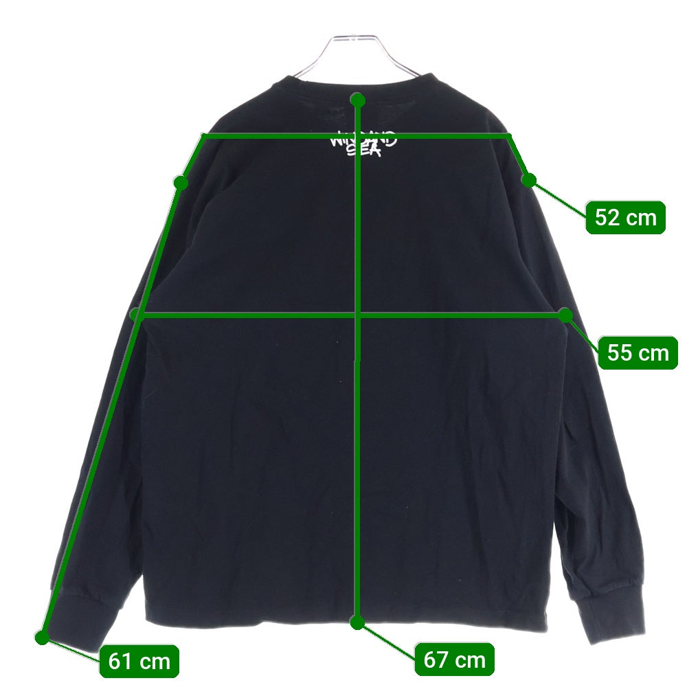WIND AND SEA(ウィンダンシー) フロントプリント クルーネック長袖Tシャツ カットソー ブラック WDS-C-BTB-24-Q4-01