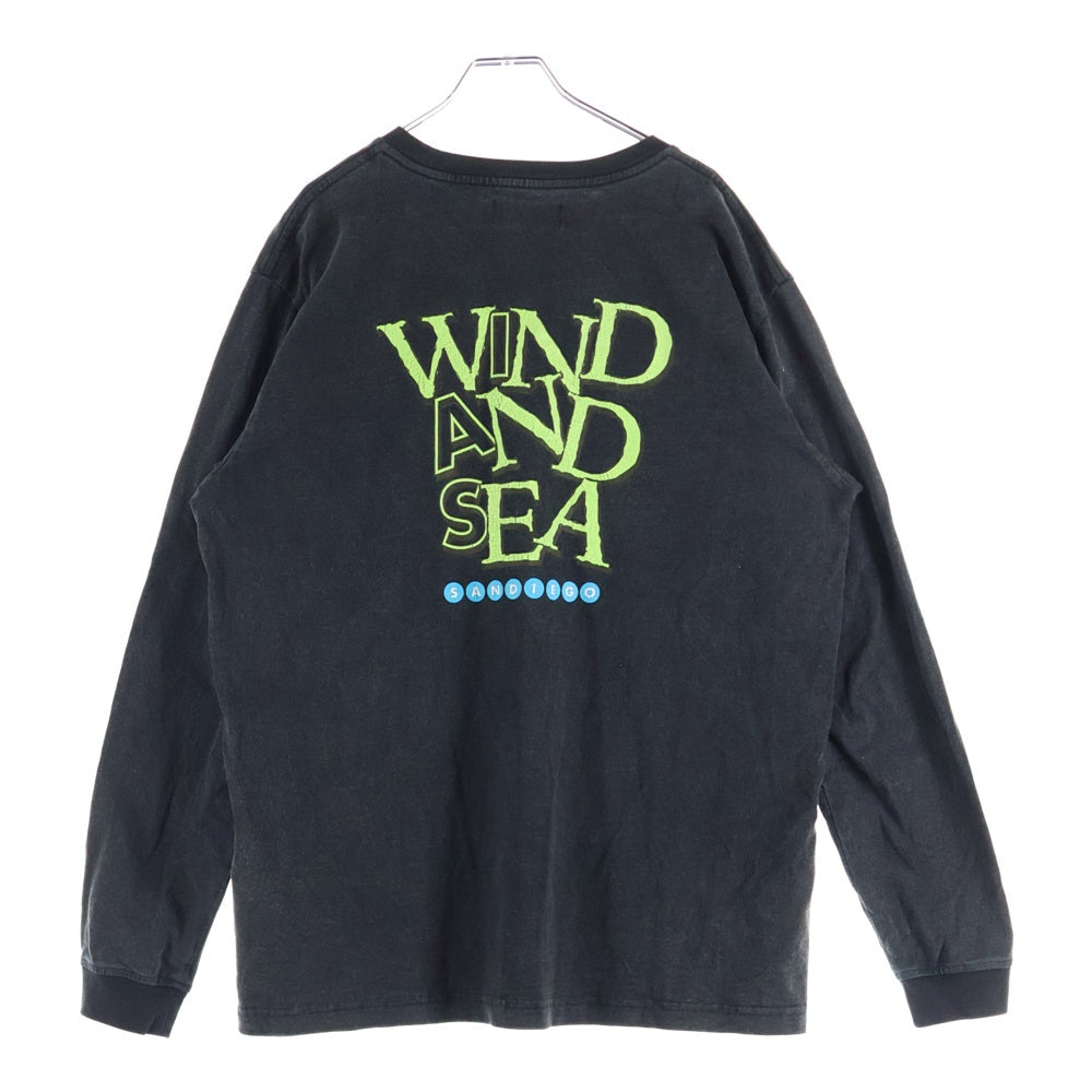 WIND AND SEA(ウィンダンシー) ロゴプリント クルーネック長袖Tシャツ カットソー チャコールグレー WDS-O-GRP-24-Q4-CS-02
