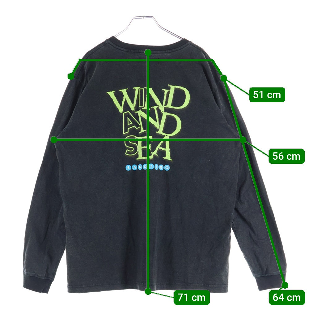 WIND AND SEA(ウィンダンシー) ロゴプリント クルーネック長袖Tシャツ カットソー チャコールグレー WDS-O-GRP-24-Q4-CS-02