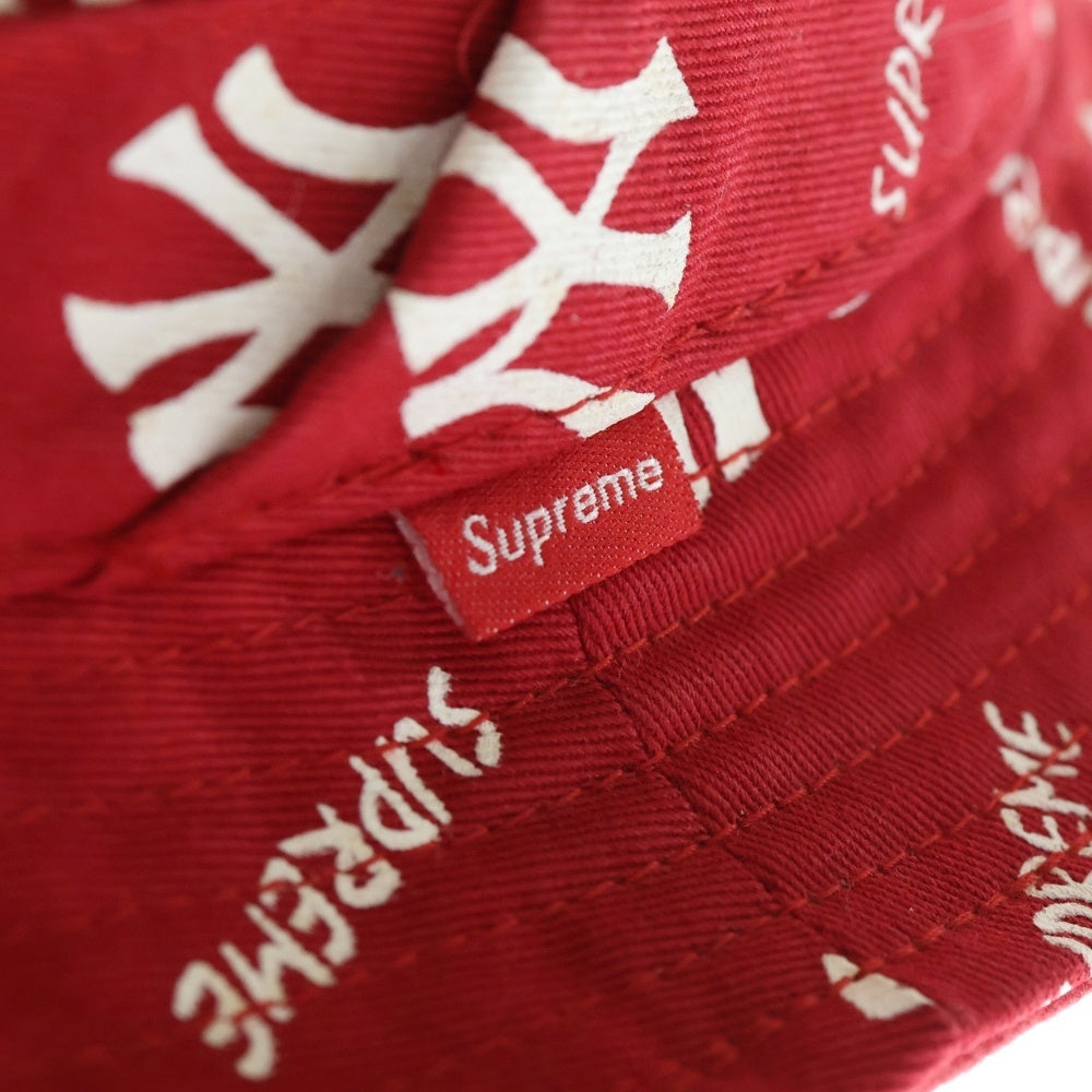SUPREME(シュプリーム) 15SS ×NEW YORK YANKEES Crusher Hat ニューヨークヤンキース 総柄 クラッシャーハット バケハ 帽子 レッド