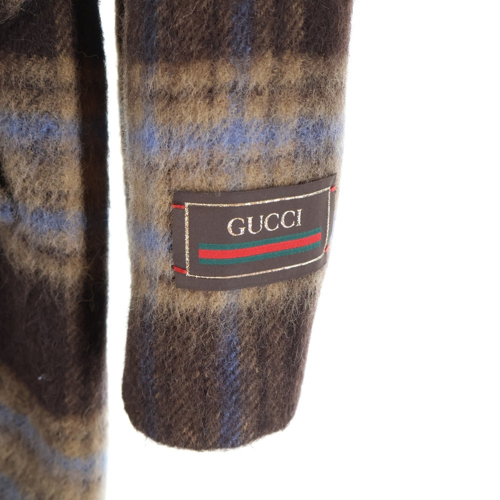 GUCCI(グッチ) ラグラン チェック クラシカルウールコート ブラウン 664710 ZAG90