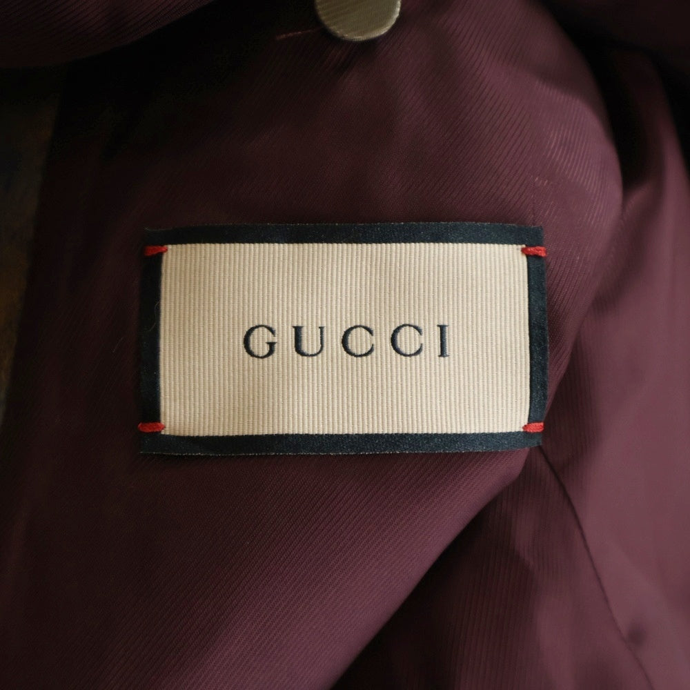 GUCCI(グッチ) ラグラン チェック クラシカルウールコート ブラウン 664710 ZAG90