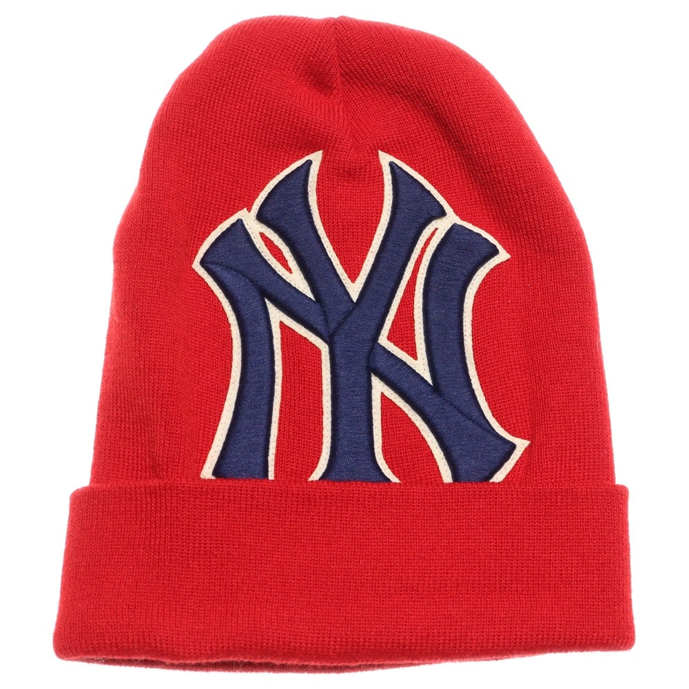 GUCCI(グッチ) ×MLB ニューヨークヤンキース ビーニー ニットキャップ 帽子 レッド