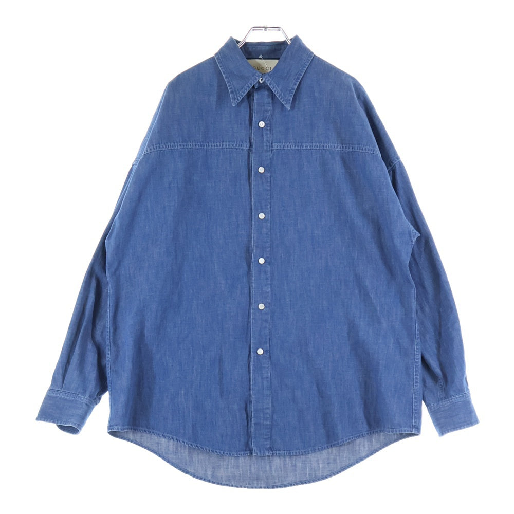 GUCCI(グッチ) バッグ刺繍 ボタンダウン 長袖デニム シャツ インディゴ 519932 XDAHO