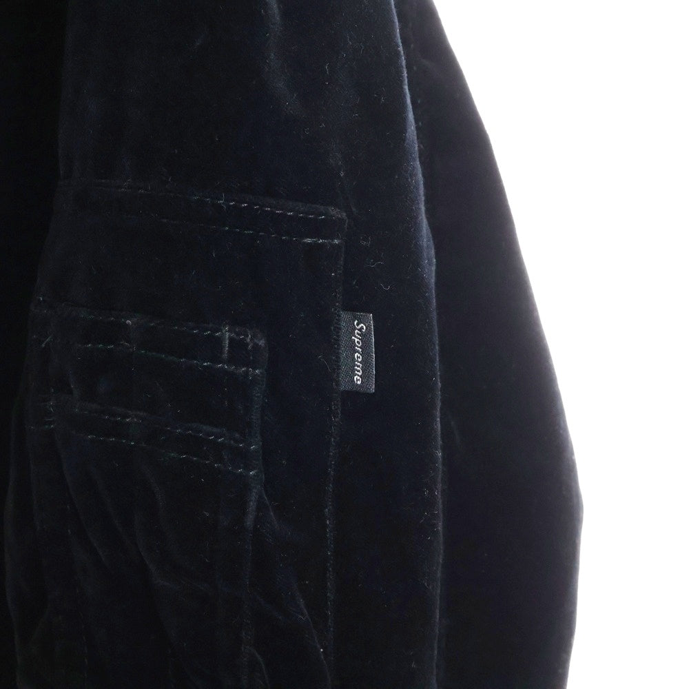 SUPREME(シュプリーム) 21SS Skulls Embroidered Velvet MA-1 スカルエンブロイダリー ベルベット リバーシブル ジップアップジャケット ブラック