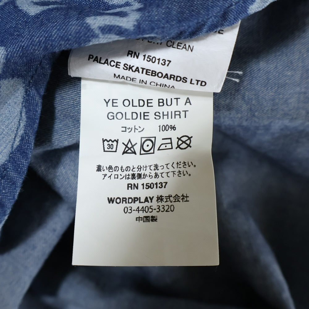 Palace Skateboards(パレススケートボーズ) 20SS YE OLDE BUT A GOLDIE SHIRT 総柄ロゴ 長袖シャツ インディゴ
