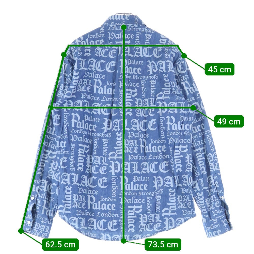 Palace Skateboards(パレススケートボーズ) 20SS YE OLDE BUT A GOLDIE SHIRT 総柄ロゴ 長袖シャツ インディゴ