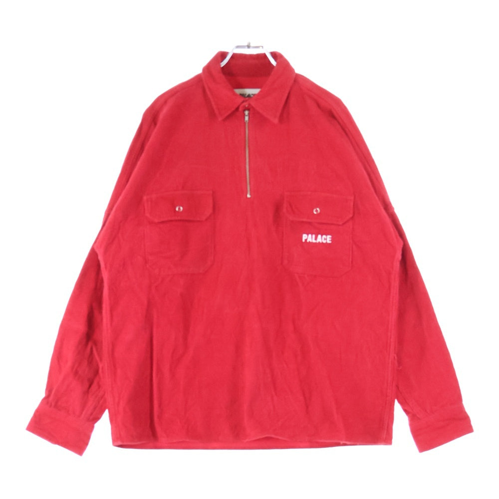Palace Skateboards(パレススケートボーズ) 18SS LOY SHIRT コーデュロイ ハーフジップ ダブルポケット長袖シャツ レッド