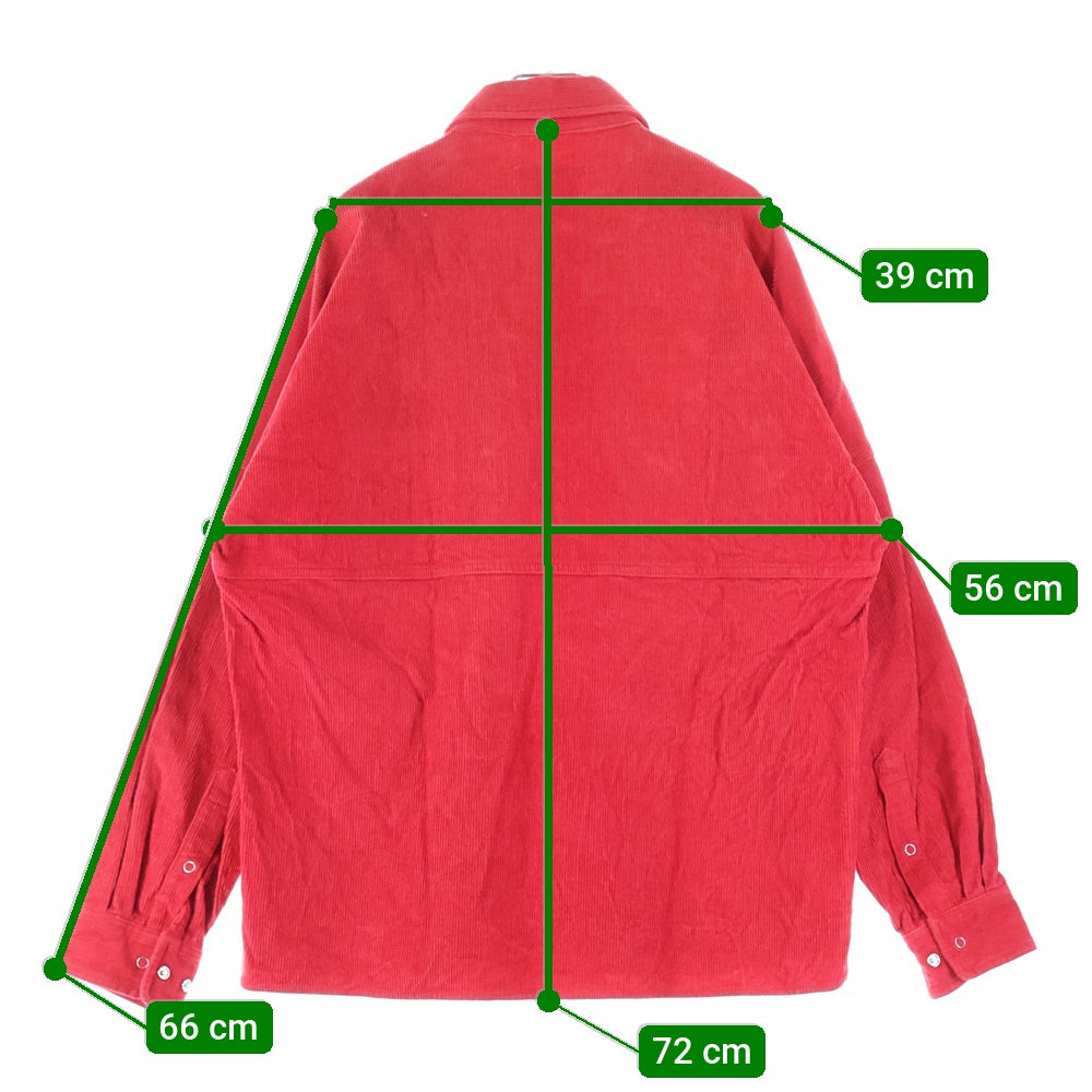 Palace Skateboards(パレススケートボーズ) 18SS LOY SHIRT コーデュロイ ハーフジップ ダブルポケット長袖シャツ レッド