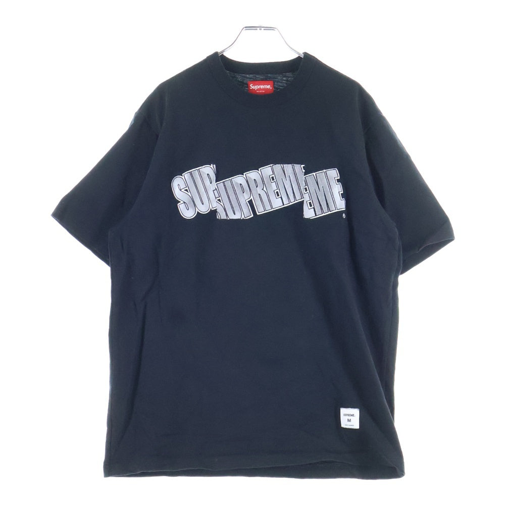 SUPREME(シュプリーム) 21SS Cut Logo S/S Top カットロゴ エンブロイダリー クルーネック半袖Tシャツ カットソー ブラック