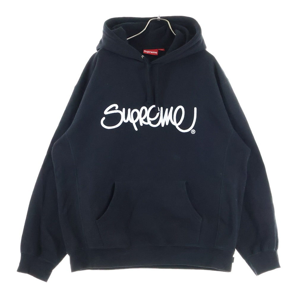 SUPREME(シュプリーム) 22SS Raised Handstyle Hooded Sweatshirt ライズド ハンドスタイル ロゴエンブロイダリー プルオーバープパーカー スウェットフーディ ブラック