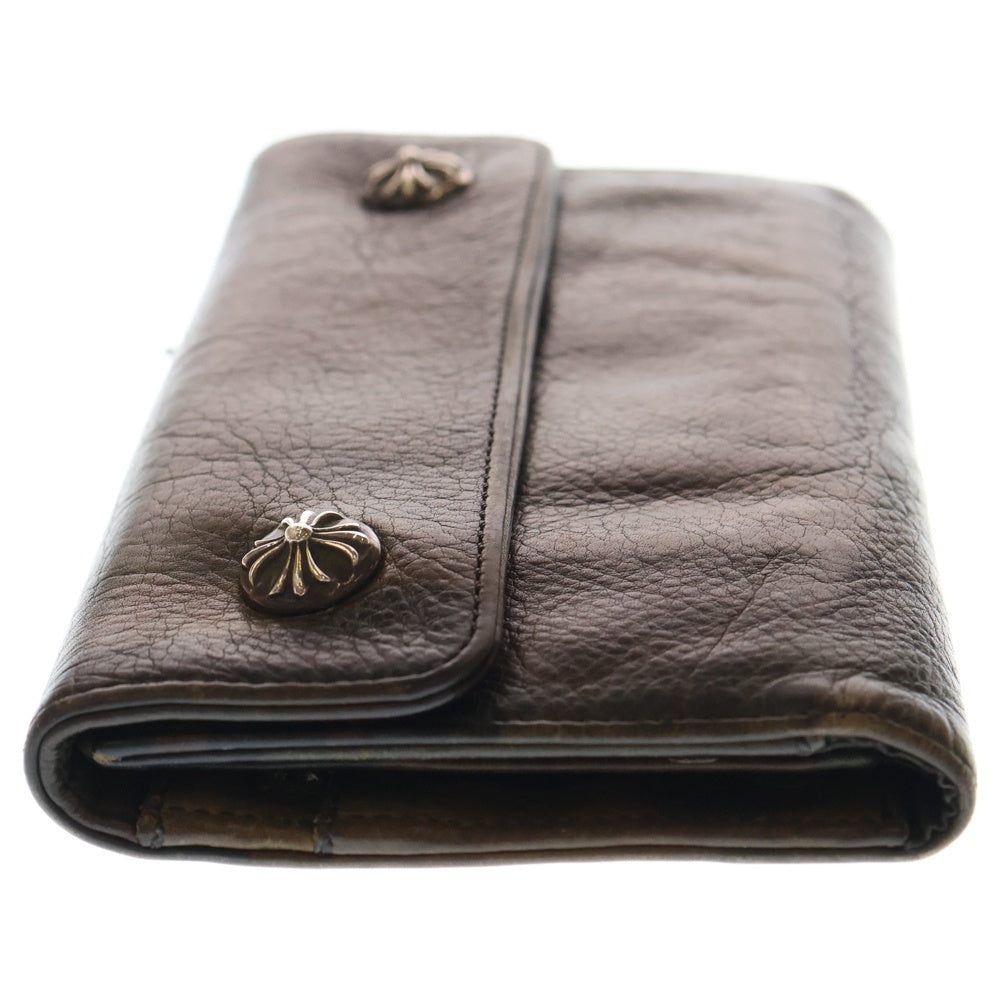 CHROME HEARTS(クロムハーツ) WAVE ウェーブ レザーウォレット 財布 シルバー/カーキ BCA374