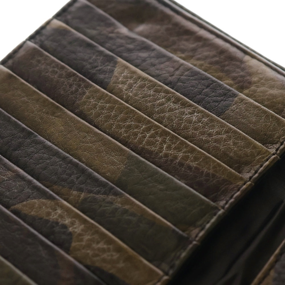 CHROME HEARTS(クロムハーツ) WAVE ウェーブ レザーウォレット 財布 シルバー/カーキ BCA374