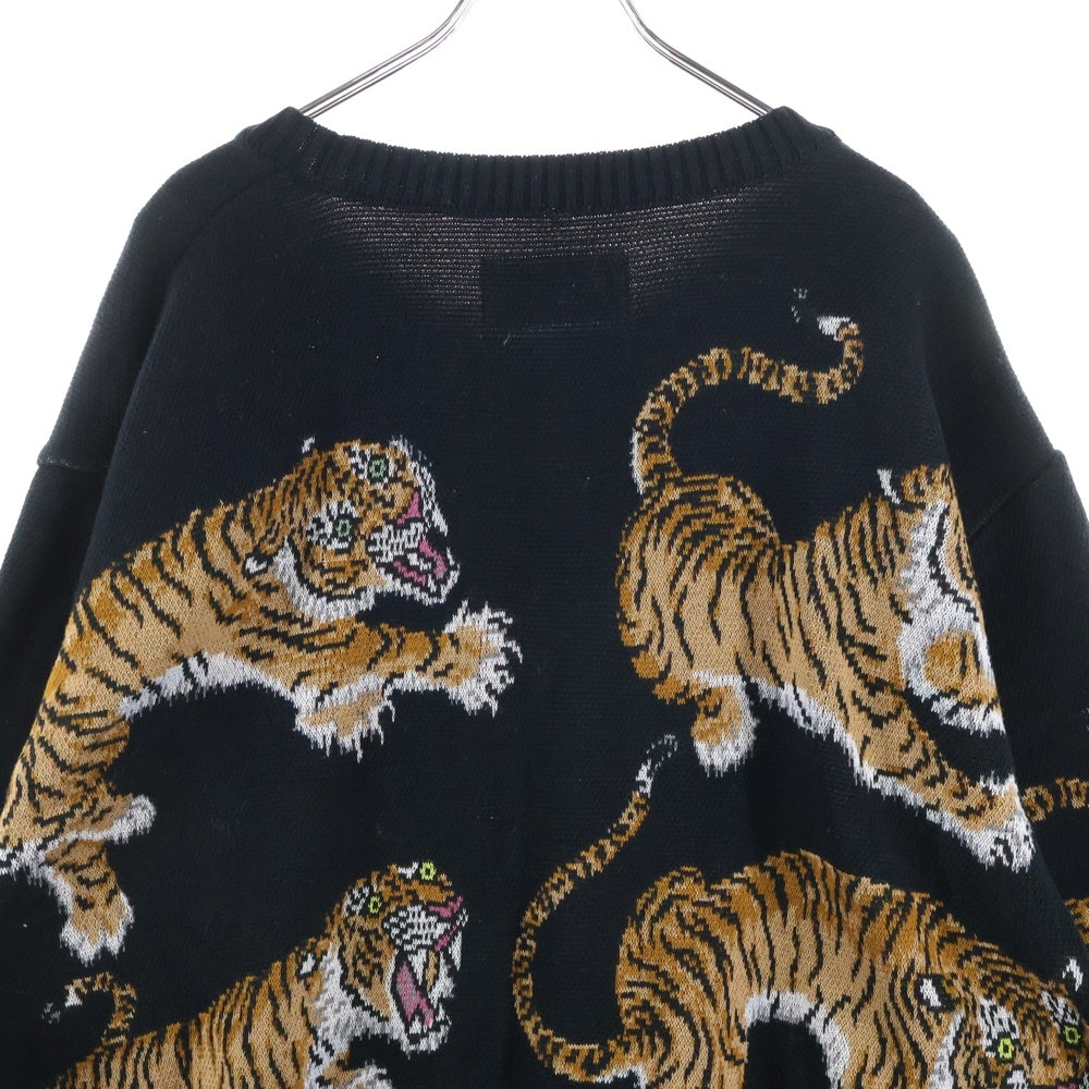 WACKO MARIA(ワコマリア) 24SS ×TIM LEHI JACQUARD SWEATER ティム リーハイ ジャガード コットン ニットセーター ブラック 24SS-WMK-KN14